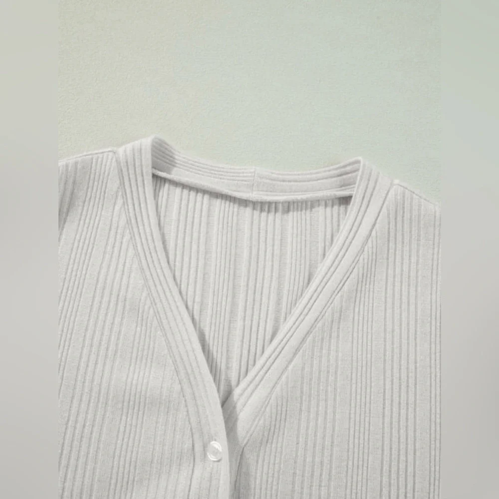 Cream Ribbed Cardigan - Picture 13 of 15